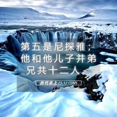 Picture 05 - 历 代 志 上 25:12 CUVS - 第 五 是 尼 探 雅 ； 他 和 他 儿 子 - Bible Verse Picture