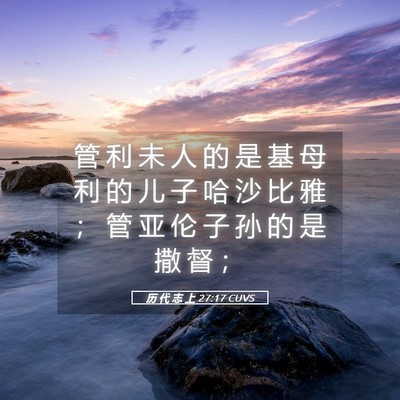 Picture 05 - 历 代 志 上 27:17 CUVS - 管 利 未 人 的 是 基 母 利 的 儿 子 - Bible Verse Picture
