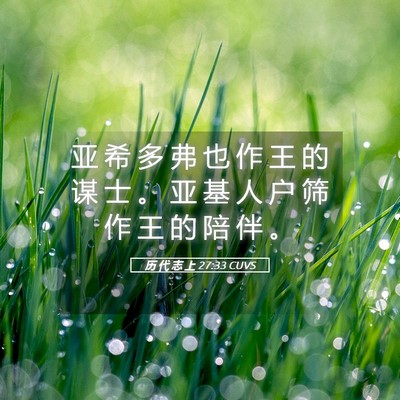 Picture 05 - 历 代 志 上 27:33 CUVS - 亚 希 多 弗 也 作 王 的 谋 士 。 亚 - Bible Verse Picture