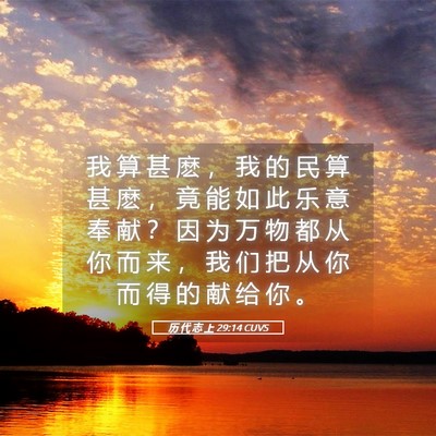Picture 05 - 历 代 志 上 29:14 CUVS - 我 算 甚 麽 ， 我 的 民 算 甚 麽 ， - Bible Verse Picture