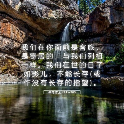 Picture 05 - 历 代 志 上 29:15 CUVS - 我 们 在 你 面 前 是 客 旅 ， 是 寄 - Bible Verse Picture