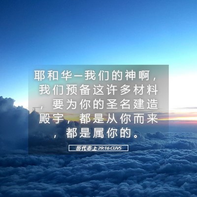 Picture 05 - 历 代 志 上 29:16 CUVS - 耶 和 华 ─ 我 们 的 神 啊 ， 我 们 - Bible Verse Picture
