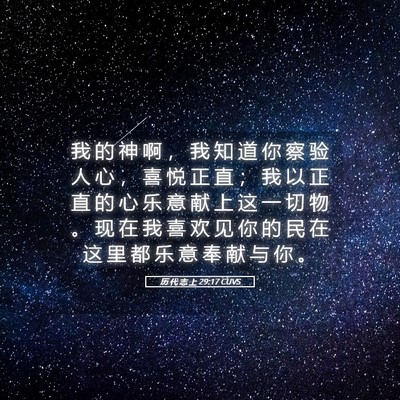 Picture 05 - 历 代 志 上 29:17 CUVS - 我 的 神 啊 ， 我 知 道 你 察 验 人 - Bible Verse Picture