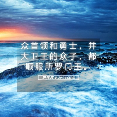Picture 05 - 历 代 志 上 29:24 CUVS - 众 首 领 和 勇 士 ， 并 大 卫 王 的 - Bible Verse Picture