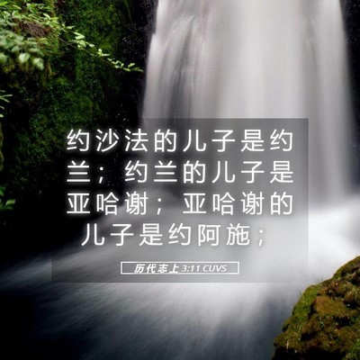 Picture 05 - 历 代 志 上 3:11 CUVS - 约 沙 法 的 儿 子 是 约 兰 ； 约 兰 - Bible Verse Picture