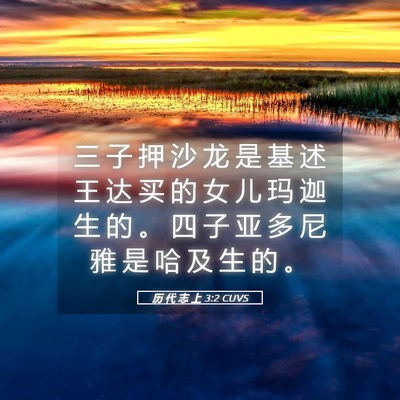 Picture 05 - 历 代 志 上 3:2 CUVS - 三 子 押 沙 龙 是 基 述 王 达 买 的 - Bible Verse Picture