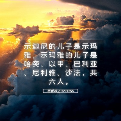 Picture 05 - 历 代 志 上 3:22 CUVS - 示 迦 尼 的 儿 子 是 示 玛 雅 ； 示 - Bible Verse Picture