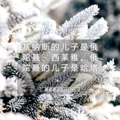 Picture 05 - 历 代 志 上 4:13 CUVS - 基 纳 斯 的 儿 子 是 俄 陀 聂 、 西 - Bible Verse Picture