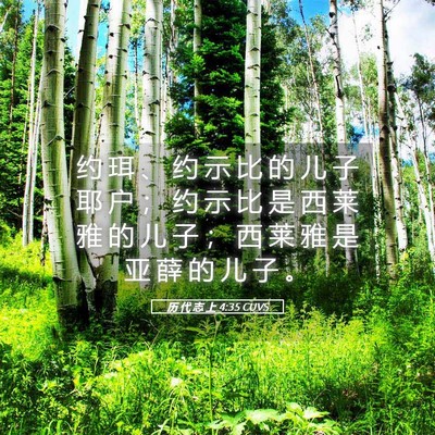 Picture 05 - 历 代 志 上 4:35 CUVS - 约 珥 、 约 示 比 的 儿 子 耶 户 ； - Bible Verse Picture
