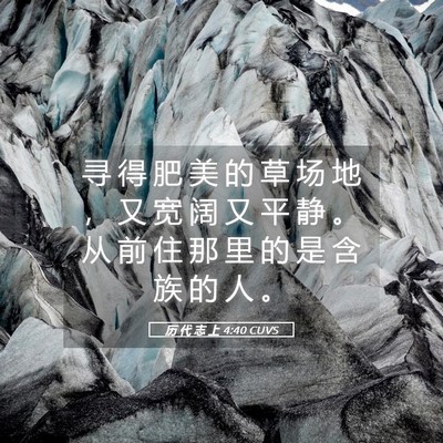 Picture 05 - 历 代 志 上 4:40 CUVS - 寻 得 肥 美 的 草 场 地 ， 又 宽 阔 - Bible Verse Picture