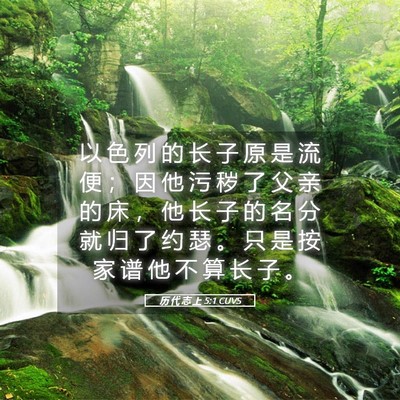 Picture 05 - 历 代 志 上 5:1 CUVS - 以 色 列 的 长 子 原 是 流 便 ； 因 - Bible Verse Picture