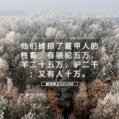 Picture 05 - 历 代 志 上 5:21 CUVS - 他 们 掳 掠 了 夏 甲 人 的 牲 畜 ， - Bible Verse Picture