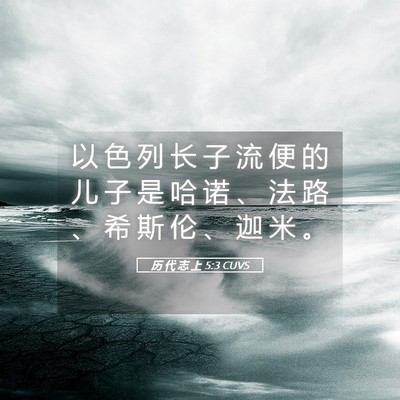 Picture 05 - 历 代 志 上 5:3 CUVS - 以 色 列 长 子 流 便 的 儿 子 是 哈 - Bible Verse Picture