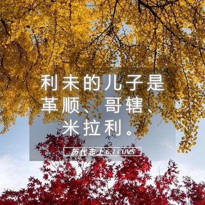 Picture 05 - 历 代 志 上 6:1 CUVS - 利 未 的 儿 子 是 革 顺 、 哥 辖 、 - Bible Verse Picture