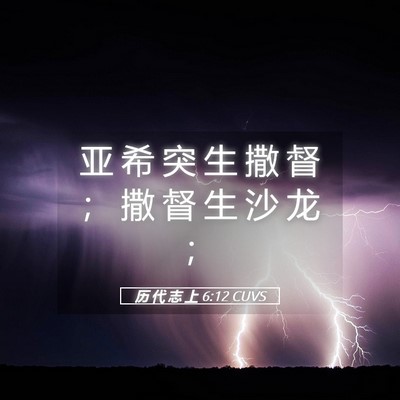 Picture 05 - 历 代 志 上 6:12 CUVS - 亚 希 突 生 撒 督 ； 撒 督 生 沙 龙 - Bible Verse Picture