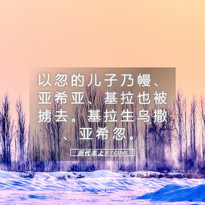 Picture 05 - 历 代 志 上 8:7 CUVS - 以 忽 的 儿 子 乃 幔 、 亚 希 亚 、 - Bible Verse Picture