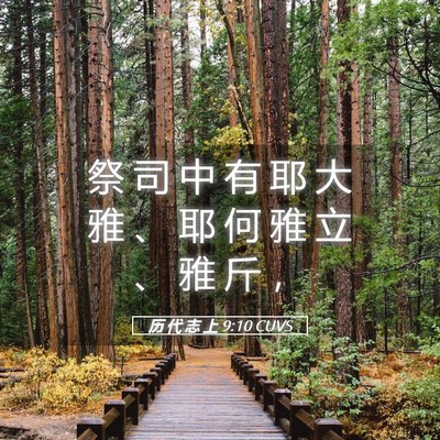 Picture 05 - 历 代 志 上 9:10 CUVS - 祭 司 中 有 耶 大 雅 、 耶 何 雅 立 - Bible Verse Picture