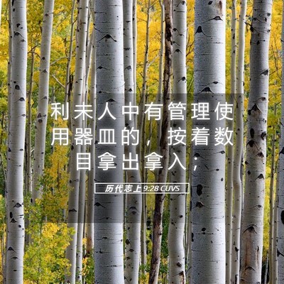 Picture 05 - 历 代 志 上 9:28 CUVS - 利 未 人 中 有 管 理 使 用 器 皿 的 - Bible Verse Picture