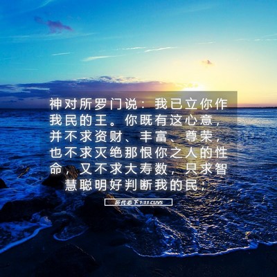 Picture 05 - 历 代 志 下 1:11 CUVS - 神 对 所 罗 门 说 ： 我 已 立 你 作 - Bible Verse Picture