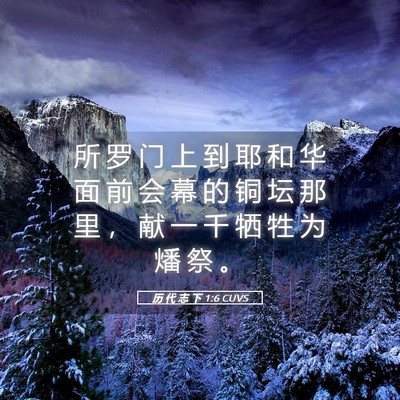 Picture 05 - 历 代 志 下 1:6 CUVS - 所 罗 门 上 到 耶 和 华 面 前 会 幕 - Bible Verse Picture