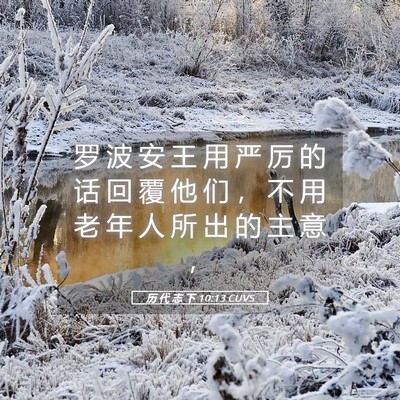 Picture 05 - 历 代 志 下 10:13 CUVS - 罗 波 安 王 用 严 厉 的 话 回 覆 他 - Bible Verse Picture