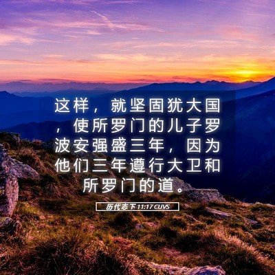 Picture 05 - 历 代 志 下 11:17 CUVS - 这 样 ， 就 坚 固 犹 大 国 ， 使 所 - Bible Verse Picture