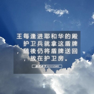 Picture 05 - 历 代 志 下 12:11 CUVS - 王 每 逢 进 耶 和 华 的 殿 ， 护 卫 - Bible Verse Picture