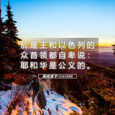 Picture 05 - 历 代 志 下 12:6 CUVS - 於 是 王 和 以 色 列 的 众 首 领 都 - Bible Verse Picture