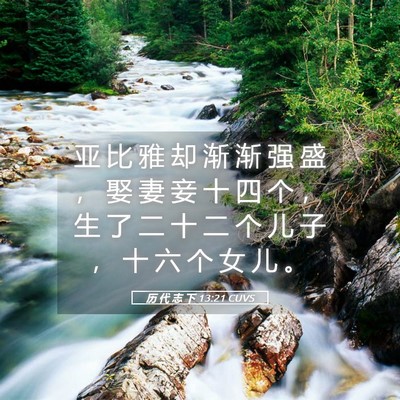 Picture 05 - 历 代 志 下 13:21 CUVS - 亚 比 雅 却 渐 渐 强 盛 ， 娶 妻 妾 - Bible Verse Picture