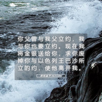 Picture 05 - 历 代 志 下 16:3 CUVS - 你 父 曾 与 我 父 立 约 ， 我 与 你 - Bible Verse Picture