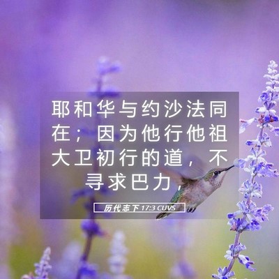 Picture 05 - 历 代 志 下 17:3 CUVS - 耶 和 华 与 约 沙 法 同 在 ； 因 为 - Bible Verse Picture