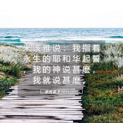 Picture 05 - 历 代 志 下 18:13 CUVS - 米 该 雅 说 ： 我 指 着 永 生 的 耶 - Bible Verse Picture