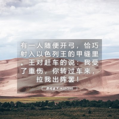 Picture 05 - 历 代 志 下 18:33 CUVS - 有 一 人 随 便 开 弓 ， 恰 巧 射 入 - Bible Verse Picture