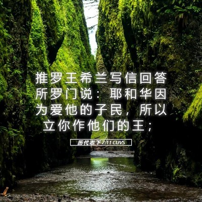 Picture 05 - 历 代 志 下 2:11 CUVS - 推 罗 王 希 兰 写 信 回 答 所 罗 门 - Bible Verse Picture