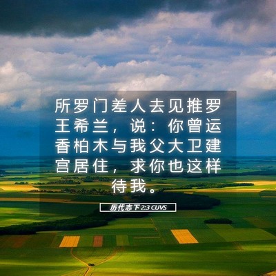 Picture 05 - 历 代 志 下 2:3 CUVS - 所 罗 门 差 人 去 见 推 罗 王 希 兰 - Bible Verse Picture