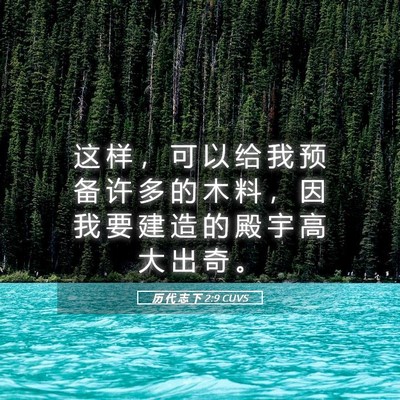 Picture 05 - 历 代 志 下 2:9 CUVS - 这 样 ， 可 以 给 我 预 备 许 多 的 - Bible Verse Picture