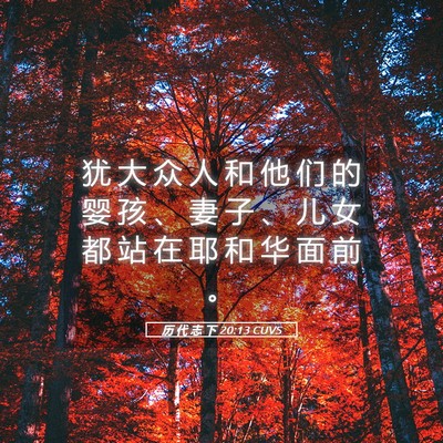 Picture 05 - 历 代 志 下 20:13 CUVS - 犹 大 众 人 和 他 们 的 婴 孩 、 妻 - Bible Verse Picture