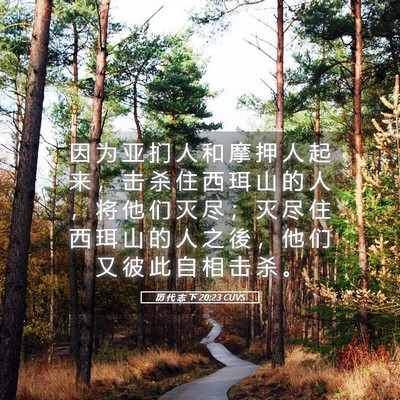 Picture 05 - 历 代 志 下 20:23 CUVS - 因 为 亚 扪 人 和 摩 押 人 起 来 ， - Bible Verse Picture