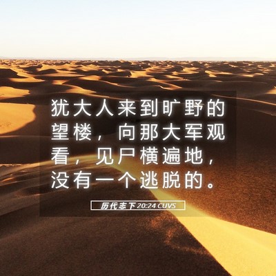 Picture 05 - 历 代 志 下 20:24 CUVS - 犹 大 人 来 到 旷 野 的 望 楼 ， 向 - Bible Verse Picture