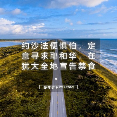 Picture 05 - 历 代 志 下 20:3 CUVS - 约 沙 法 便 惧 怕 ， 定 意 寻 求 耶 - Bible Verse Picture