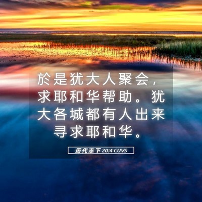 Picture 05 - 历 代 志 下 20:4 CUVS - 於 是 犹 大 人 聚 会 ， 求 耶 和 华 - Bible Verse Picture