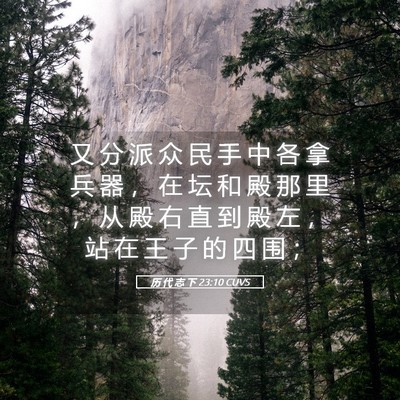 Picture 05 - 历 代 志 下 23:10 CUVS - 又 分 派 众 民 手 中 各 拿 兵 器 ， - Bible Verse Picture