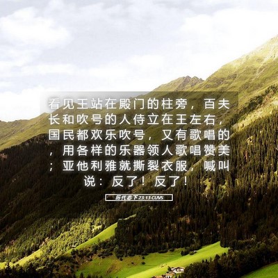 Picture 05 - 历 代 志 下 23:13 CUVS - 看 见 王 站 在 殿 门 的 柱 旁 ， 百 - Bible Verse Picture