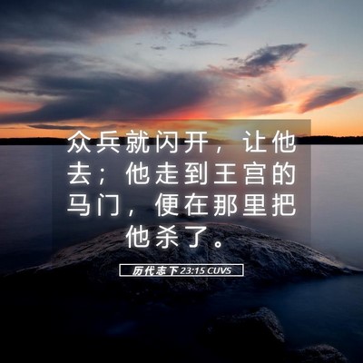 Picture 05 - 历 代 志 下 23:15 CUVS - 众 兵 就 闪 开 ， 让 他 去 ； 他 走 - Bible Verse Picture