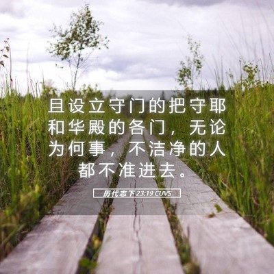 Picture 05 - 历 代 志 下 23:19 CUVS - 且 设 立 守 门 的 把 守 耶 和 华 殿 - Bible Verse Picture