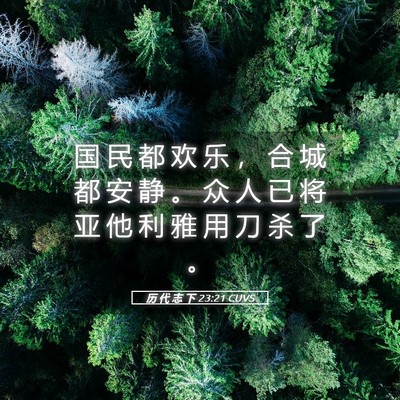 Picture 05 - 历 代 志 下 23:21 CUVS - 国 民 都 欢 乐 ， 合 城 都 安 静 。 - Bible Verse Picture
