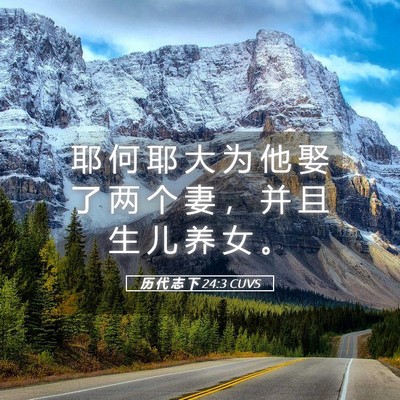 Picture 05 - 历 代 志 下 24:3 CUVS - 耶 何 耶 大 为 他 娶 了 两 个 妻 ， - Bible Verse Picture