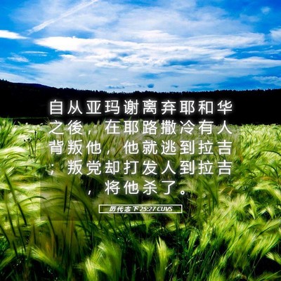Picture 05 - 历 代 志 下 25:27 CUVS - 自 从 亚 玛 谢 离 弃 耶 和 华 之 後 - Bible Verse Picture