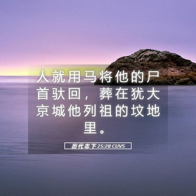 Picture 05 - 历 代 志 下 25:28 CUVS - 人 就 用 马 将 他 的 尸 首 驮 回 ， - Bible Verse Picture