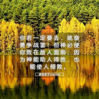 Picture 05 - 历 代 志 下 25:8 CUVS - 你 若 一 定 要 去 ， 就 奋 勇 争 战 - Bible Verse Picture